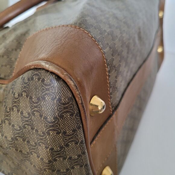 Celine Macadam Vintage Boston Bag Handbag Duffle Large Retro Brown - Picture 14 of 15